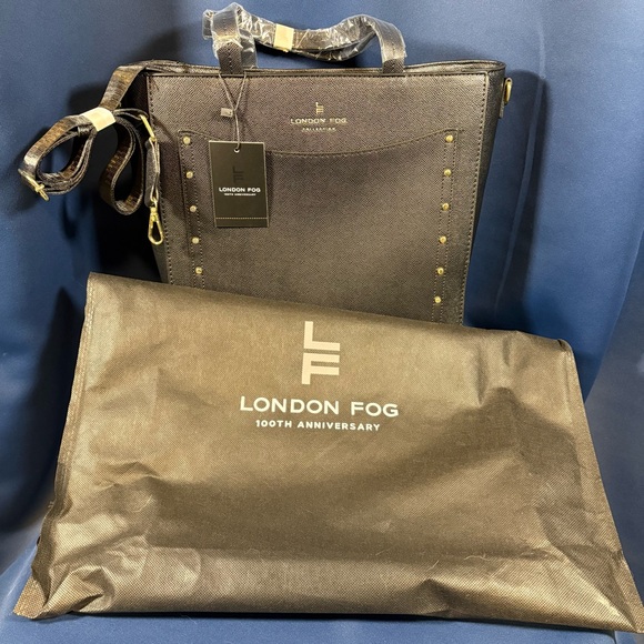 London Fog - Sophia Studded Tote - 100 Anniversary - Black NWT‎ - Picture 4 of 6